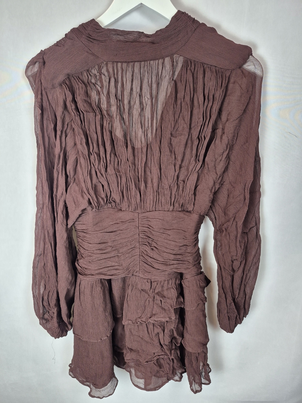 Shona Joy Long-Sleeve Chiffon Mini Dress Size 6